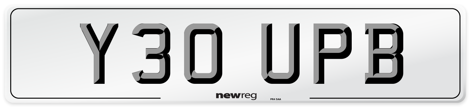 Y30 UPB Number Plate from New Reg